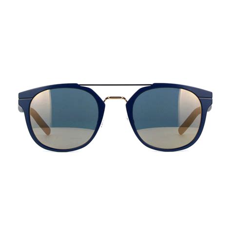 Men's AL13.5 Rectangle Aviator Sunglasses // Matte Black + Blue 